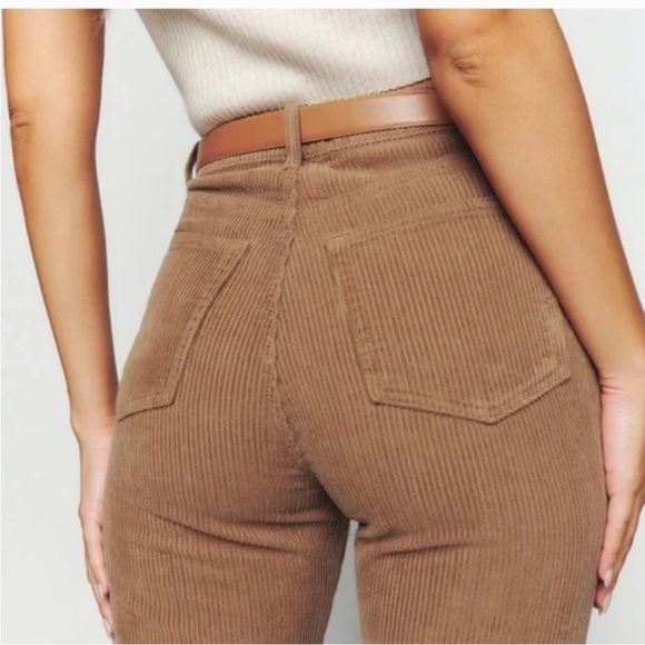 Reformation Jeans Cynthia Button Fly High Rise Corduroy Pants In Clay Size 25 - Picture 6 of 10